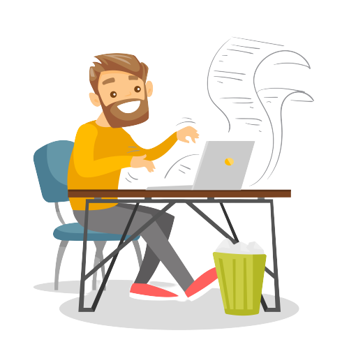 A copywriter man using AI blog outline writer